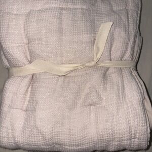 Pottery Barn Pillow Shams Cotton Linen  Beige Natural Tufted EURO set of 2